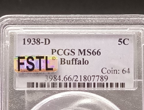 Toned 1938-D Buffalo Nickel MS66 PCGS MAC FSTL - High Grade PQ - Picture 2 of 7