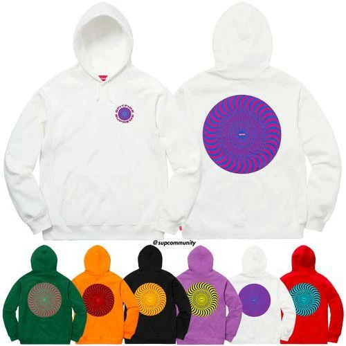 Sweat à capuche Supreme Spitfire blanc noir rouge S/S 18