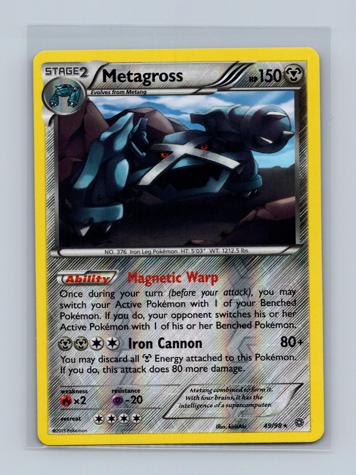Metagross 49/98 Rare Ancient Origins Pokemon Reverse Holo Lightly Played