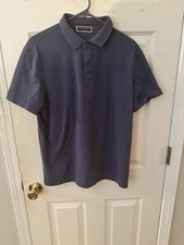 Charles Tyrwhitt Blue M Men's Short Sleeve Polo Shirt Button Collared Solid