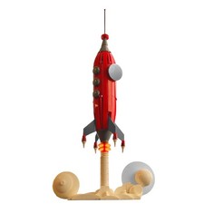 Retro Futuristic Rocket Ship MOC Model Spaceship Design 330 Pcs