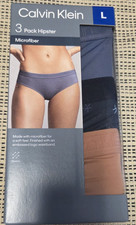 Calvin Klein 3 Pack Hipster in color-Denim/Clay, size- Large