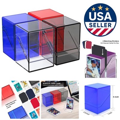 Versatile Acrylic Card Holders - 4 Pack for 400+ Trading Cards, Stylish Colors