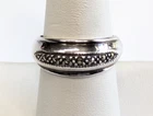 Vintage Sterling Silver 925 Marcasite 3/8" Wide Band Sz 8 Domed Ring