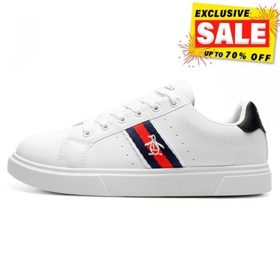 ORIGINAL PENGUIN Plane Mens Designer Fashion Smart Casual Trainers  White UK - Main Image