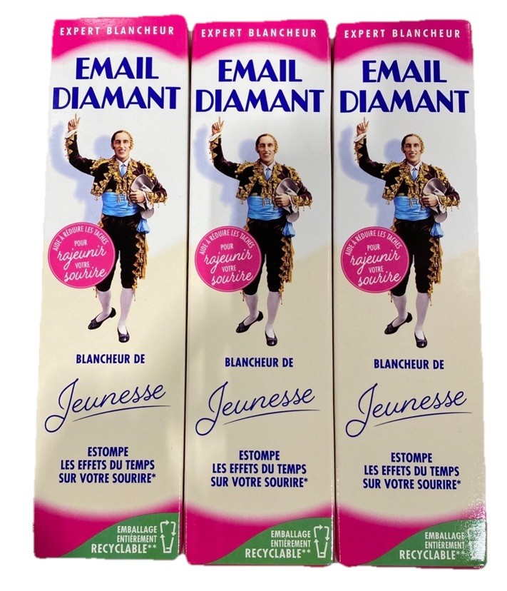 Dentifrice Email Diamant Blancheur de Jeunesse lot de 3 tubes de 75ml pour éclat quotidien