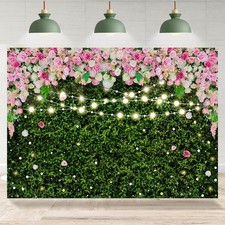 Flower Greenery Photography Backdrop 7X5FT Spring Grass Lawn Party Background...