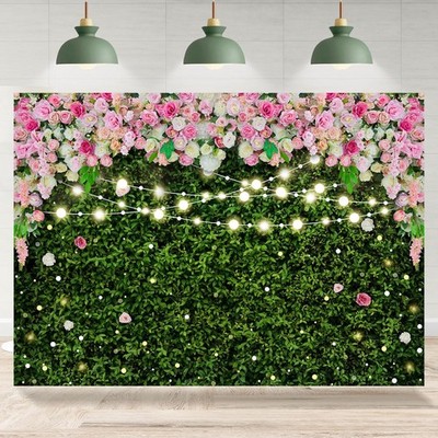 Flower Greenery Photography Backdrop 7X5FT Spring Grass Lawn Party Background...