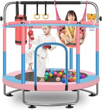 5FT Toddler Trampoline 880lbs Weight Limit Basketball Hoop Swing