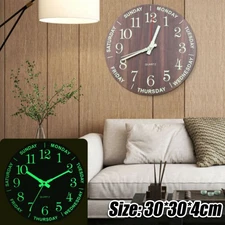 Luminous Wall Clock 12" Silent Quartz Glow Hanging Watch Night Light |Home Decor