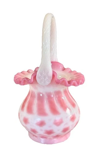 Fenton Glass Rosalene Stars & Stripes 7" Basket