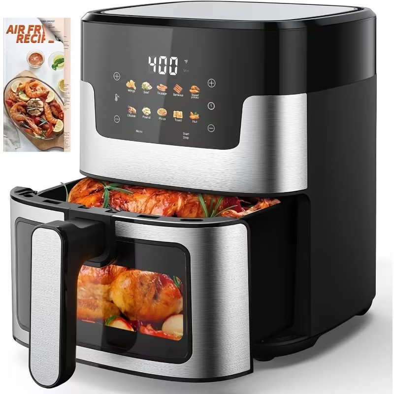 10-in-1 Digital LED Touch Screen Air Fryer 7.5QT Oilless Cooker With 10 Preset