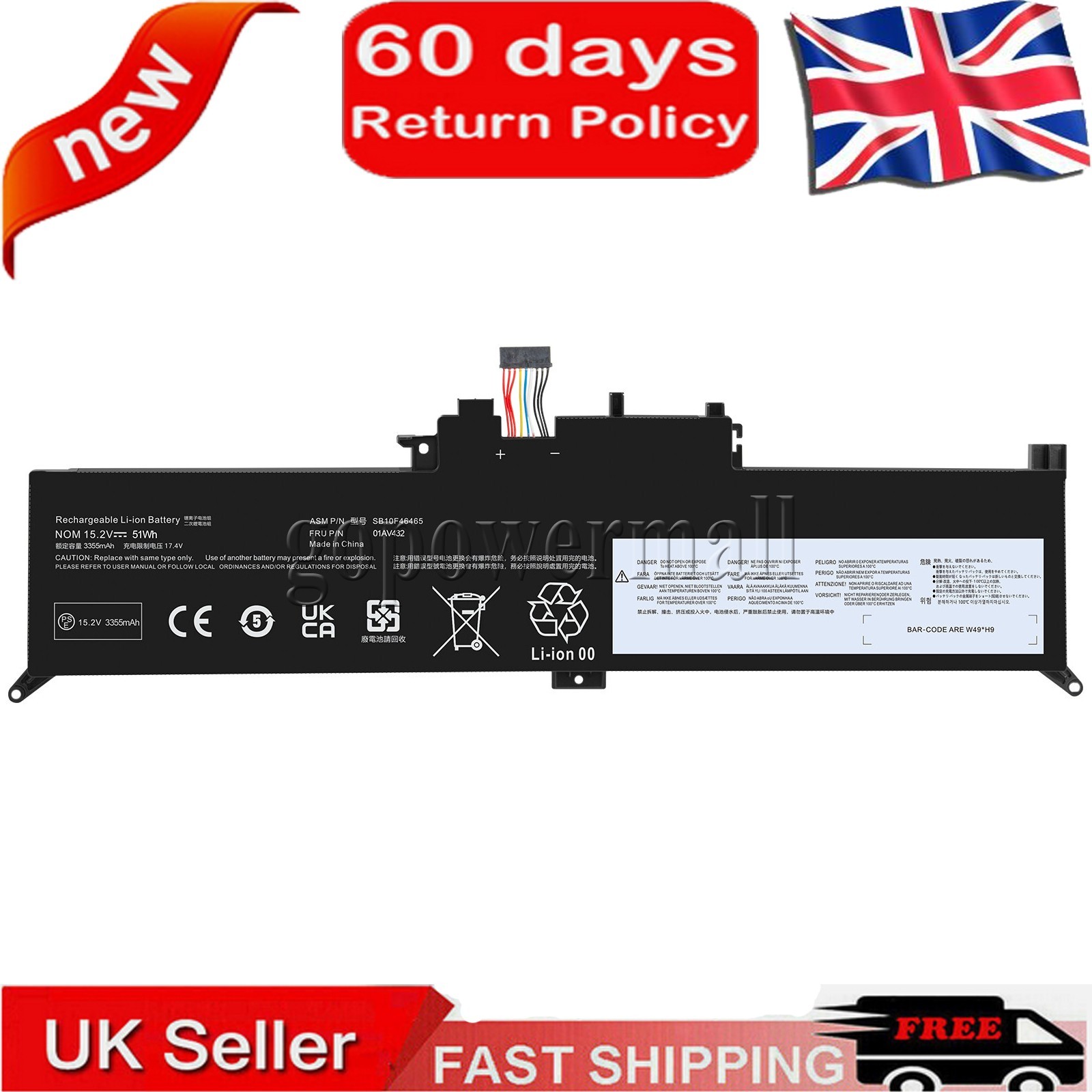 Battery for Lenovo ThinkPad New S1 2018 Yoga 260 370 X380 SB10K97589 SB10F46464