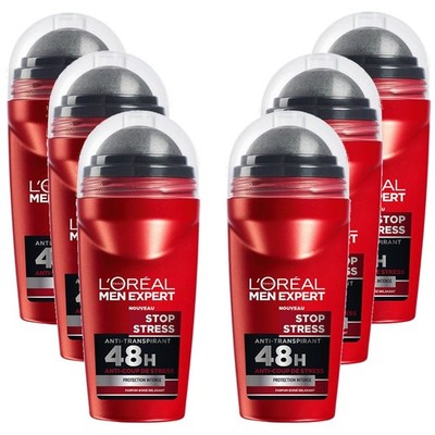 6X 50Ml Loreal Men Expert Stop Stress Anti Transpirant 48H XXL Roll On