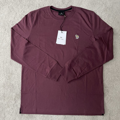 PAUL SMITH T-Shirt Herren Medium normale Passform burgunderrot Baumwolle Zebra-Abzeichen UVP £60
