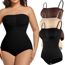 Women Strapless Shapewear Bodysuit Push Up Bra Tummy Control Body Shaper Thong