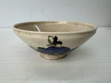 Y9670 CHAWAN Kyo-ware bowl Hyakunin Isshu Japan antique tea ceremony pottery cup