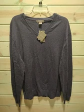 Daniel Cremieux Signature Men's L Sweater Indigo Heather Blue NWT 100% Cotton