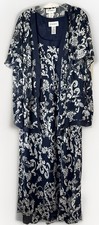 Studio I Maxi Navy Floral Two-Piece Women’s Dress 28W Polyester - Plus Size