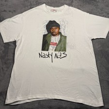 Supreme T-Shirt Mens Large White Cotton Rapper Nasty Nas Box Graphic Print