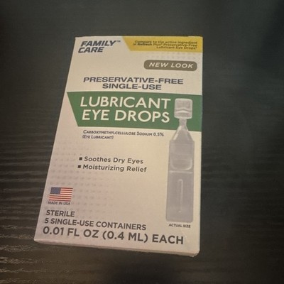 Family Care Preservative-Free Lubricant Eye Drops 0.01 fl oz 5 Pack