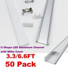 50 Pack Classic Style Aluminum Track LED Channel System with Milky White Cover