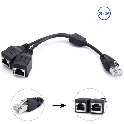 1 bis 2 Dual Ports RJ45 Y Verteiler Adapter Splitter LAN Netzwerk Kabel Doppler