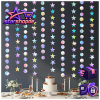 Papiergirlande Iridescent Runde Sterne Glitzer Deko 2 StüCk Party Dekoration 8 M