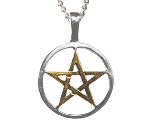 Authentic Albion Magic Pentagram Star Pendant Necklace - Silver & Gold Plated