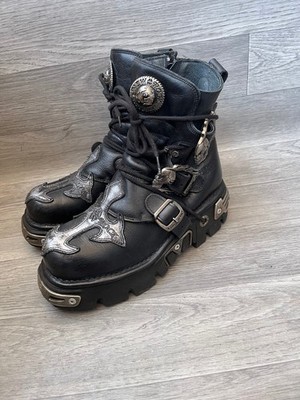 New rock metallic reactor  gothic, biker platform boots sz 40 UNISEX
