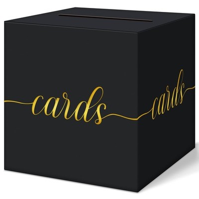 QIKSION Black Graduation Card Box, Gold Foil Gift Card Box for Party Decorations