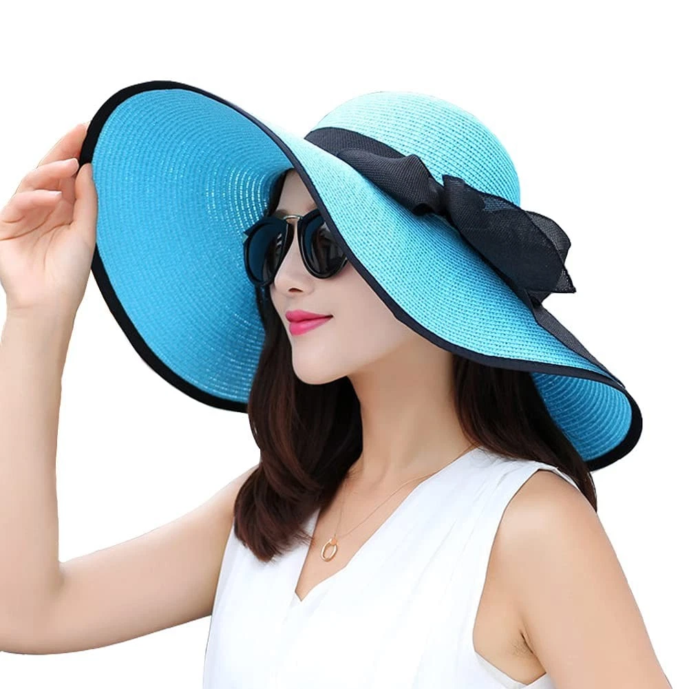 Women's Folable Floppy Hat,Wide Brim Sun Protection Straw Hat, Summer UV Prot...