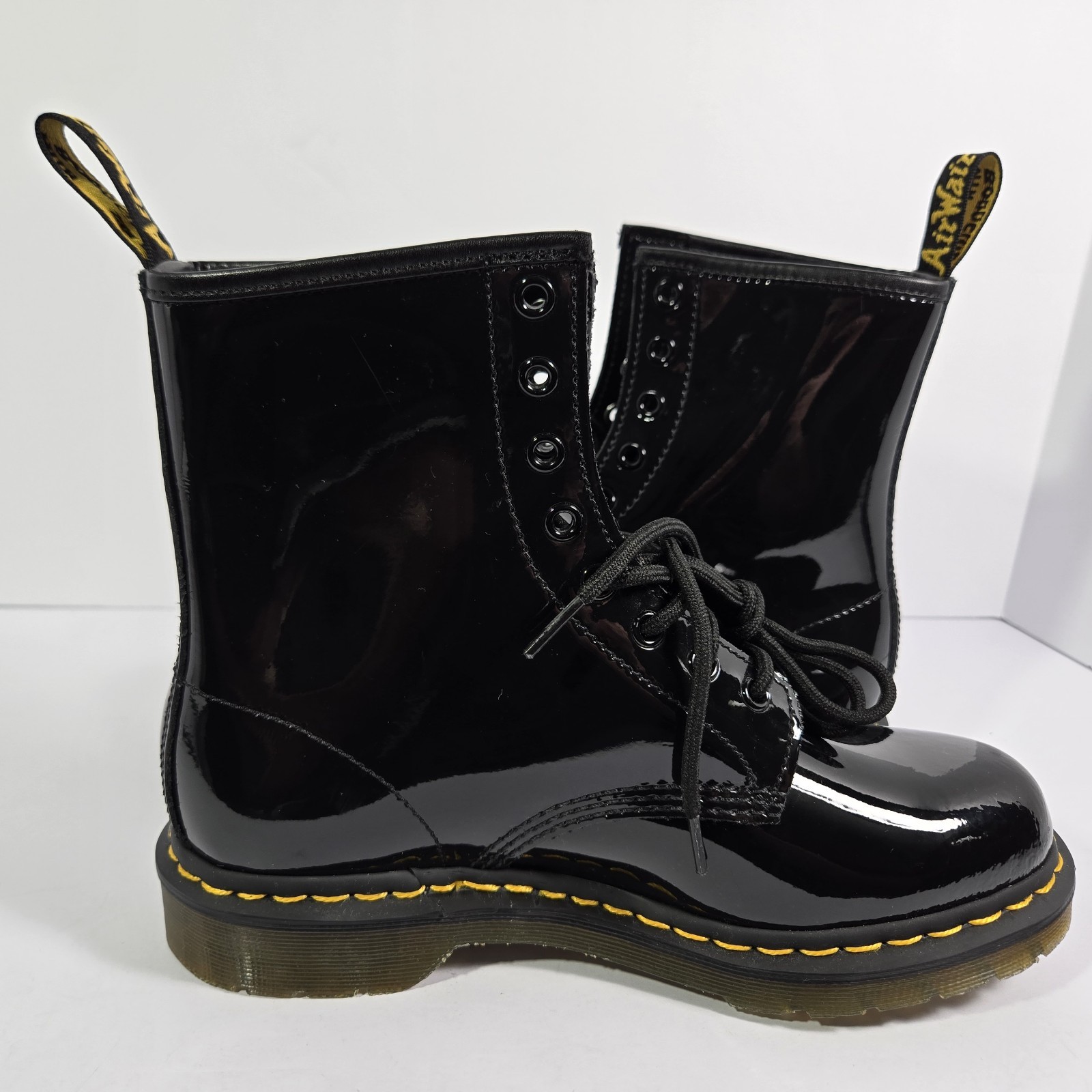 Dr Martens 11821 Black Patent Air Wair 11821 Leather Combat Boots Womens 9 Men 8 thumbnail 2