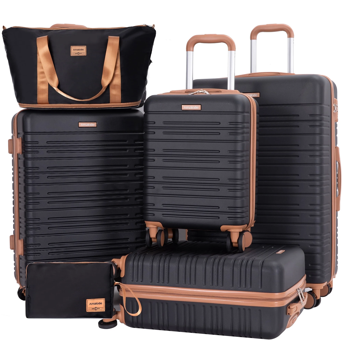 Amalodie 6-Piece Adult Hardside Checked Luggage Set with TSA Lock