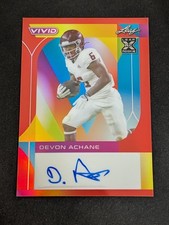 Devon Achane 2023 Leaf Vivid Red Auto Autograph Xrc 8