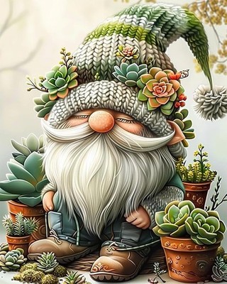 Easy Paint by Numbers Kit for Adults Beginner, Gnome Adult Paint by Number Kits 