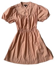 J. Crew Womens Puff Sleeve Cotton Poplin Elastic Waist Pocket Shirtdress Dress S