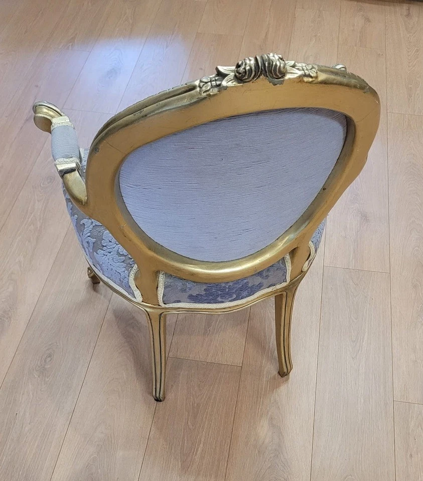 Louis XVI French Chairs – Marie Antoinette Style – Gold/Silver Gilt Finish - image 3 of 4