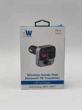 Bluetooth FM Transmitter with USB-C and USB-A Charging Port - Black - Open Box