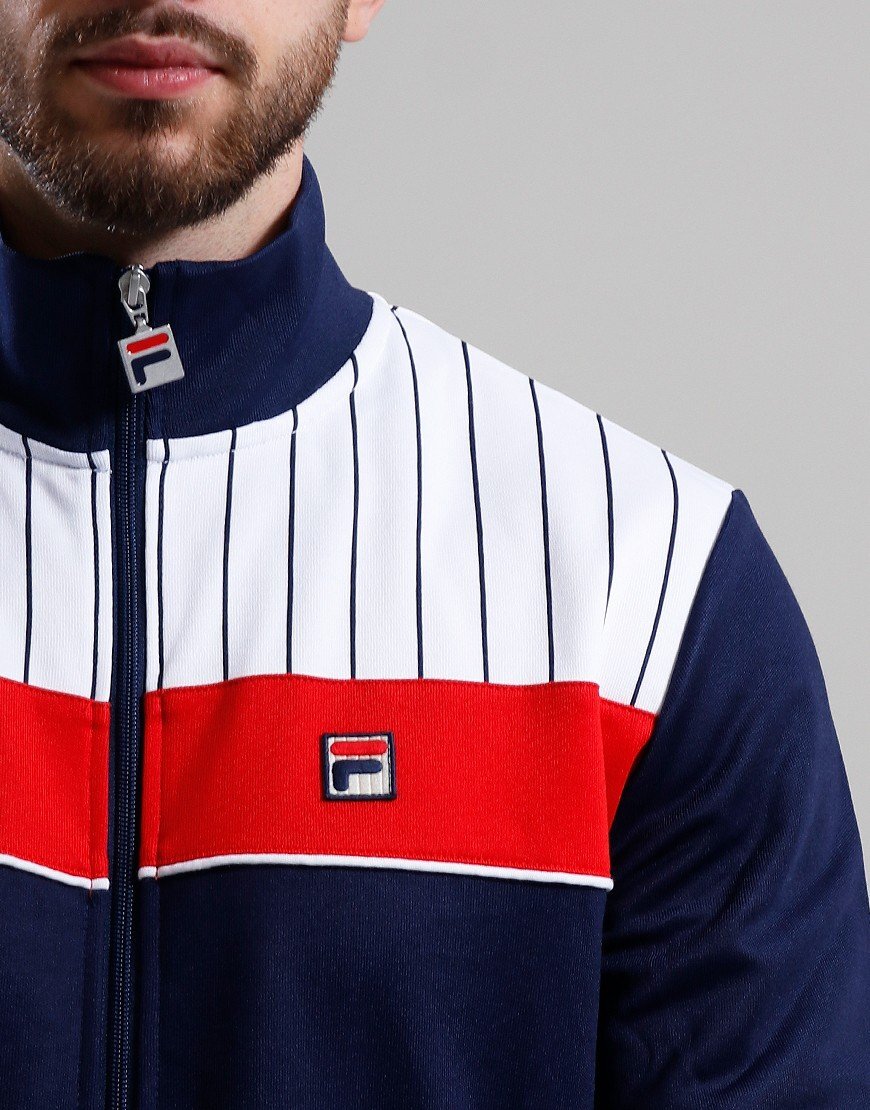 Fila Mens New Zip Up Stripe Gym Eccellente Vintage Track Top
