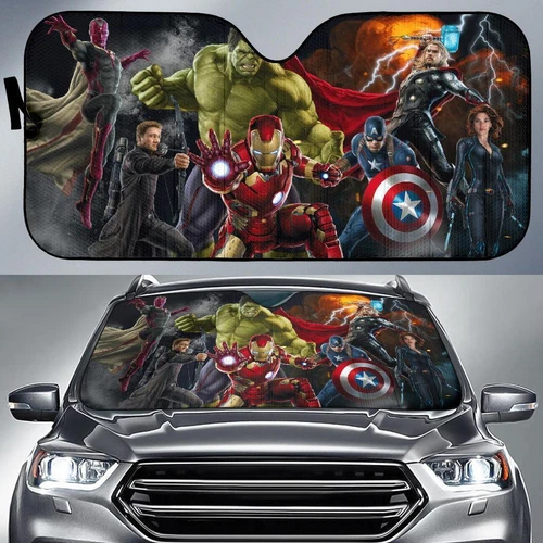 Iron Man Hulk Captain America Team Car Sun Shade