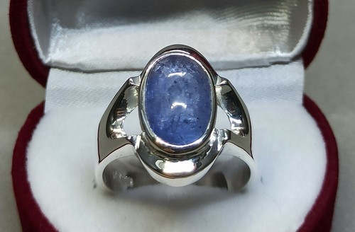Natural Cabochon Ceylon Blue Sapphire Sterling Silver 925 Handmade Women Ring - Picture 3 of 12