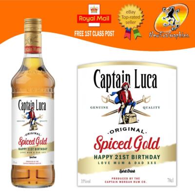 PERSONALISIERTES GEWÜRZTER RUM JAMAIKA GOLDFLASCHE ETIKETT GEBURTSTAG JEDER ANLASS GESCHENK