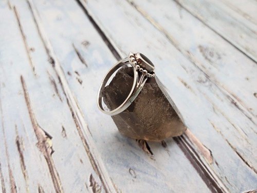 Size 5 to 10, 925 Sterling Silver Ring with Natural Black Agate Gemstone - Picture 10 of 10