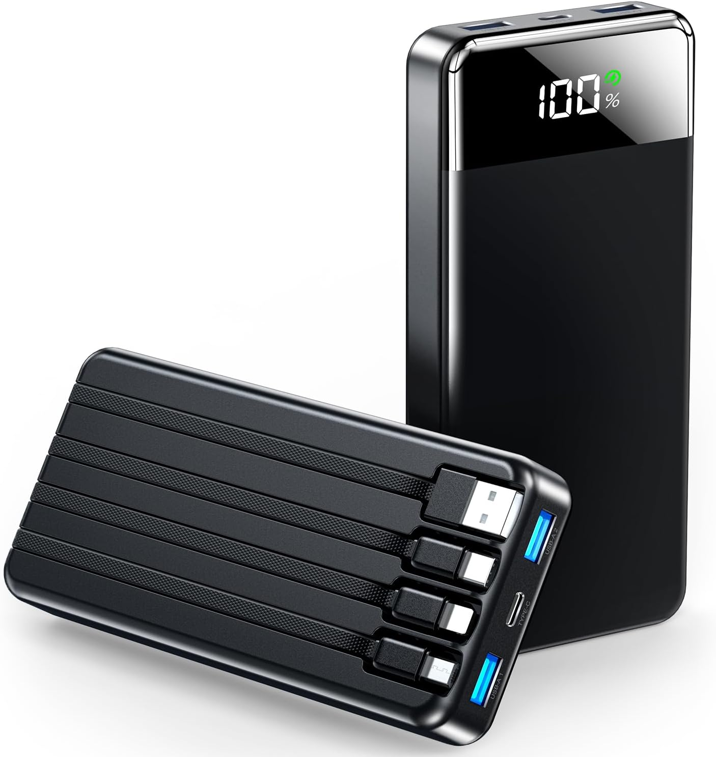 High-Capacity 35000mAh SABANI Portable Charger with 4 Built-In Cables for All Devices