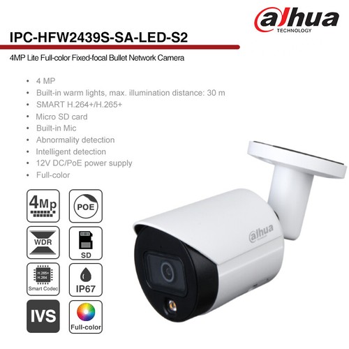 Dahua 4MP Full-color PoE Bullet IP Security Camera Warm Lights Smart Detection - Bild 5 von 9