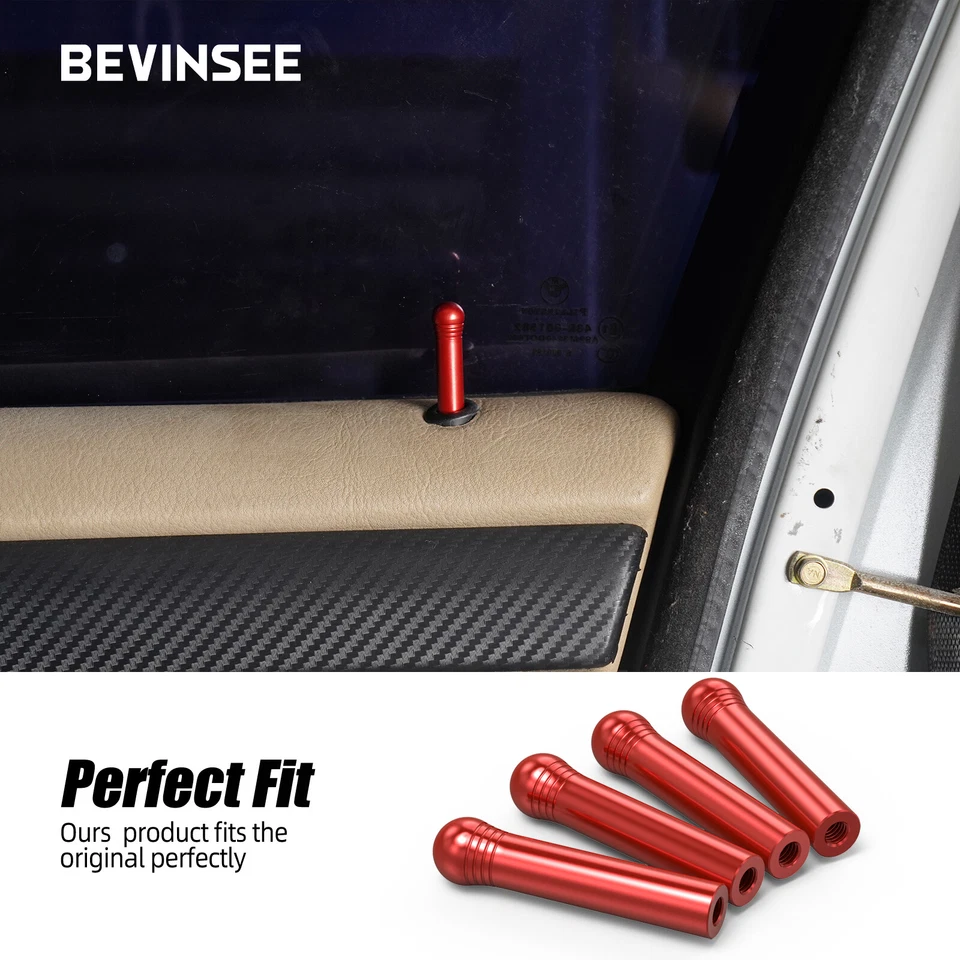 BEVINSEE Ball Style Billet Door Lock Knob Pin For BMW E46 E90 325i 325xi 325Ci - Image 2 of 4