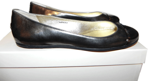 Jimmy Choo Flats Wicker Cap Toe Ballerina Shoes Anthracite Ballets 37 - Picture 6 of 11