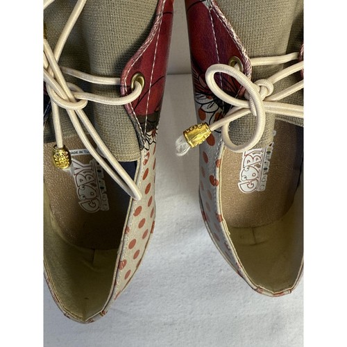 NWOT Goby Womens Beige Red Polka Dot Ladybug Floral Ballerina Shoes 38/7.5 - Picture 3 of 11