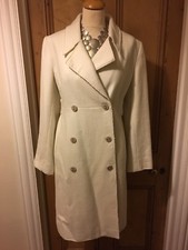 Stunning Designer Ivory Coat By Full Circle With Gold Embroidery Detail Size 12